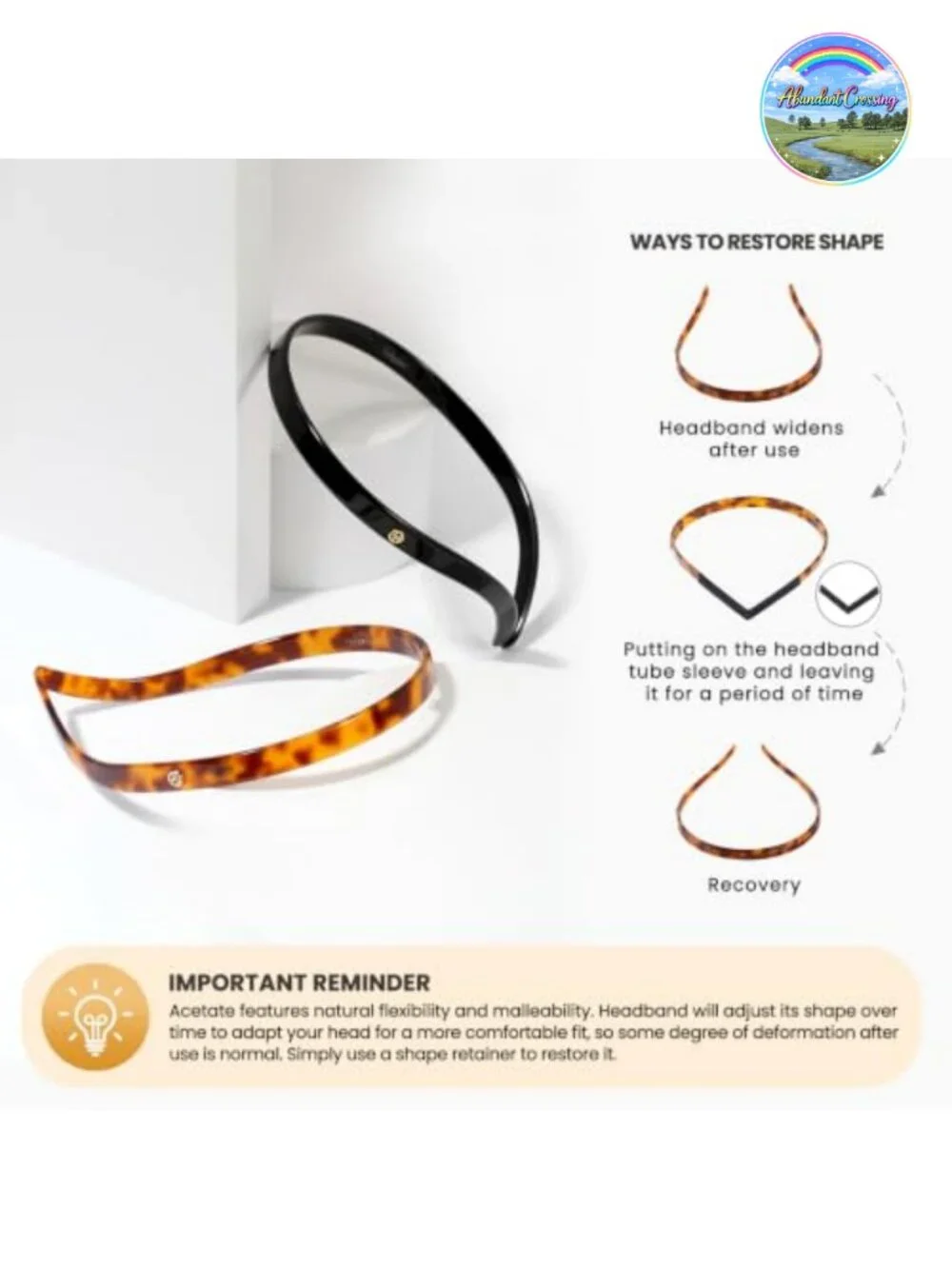 Comfortable Acetate Resin Hairband for Glasses, Non-Slip, No Headache, Flex